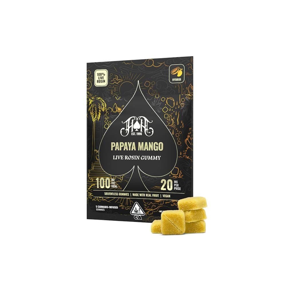 Papaya Mango Live Rosin 20mg Gummies - 100mg 5pk - Gummy - Hybrid